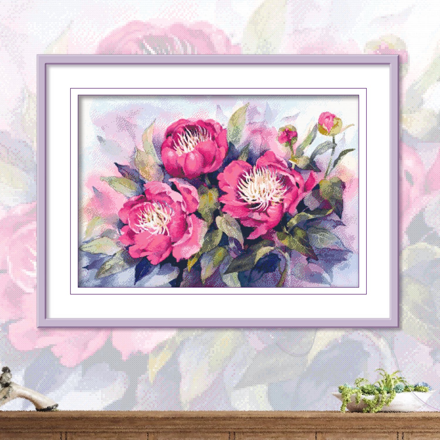 ks十字绣牡丹浓情自己绣手工棉线治愈花卉图案套件卧室挂画新款