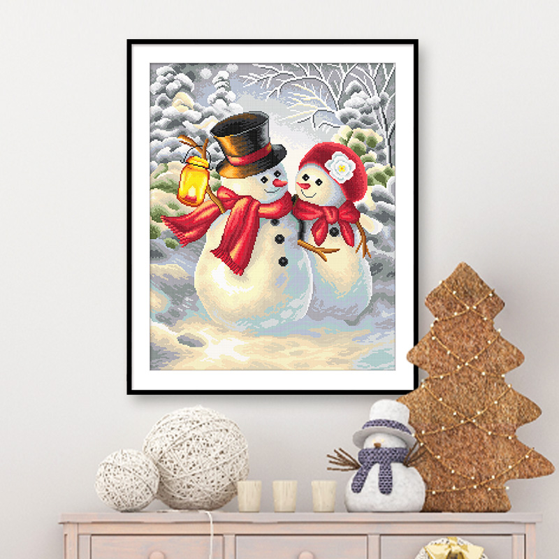 ks十字绣冬之雪缘卡通雪人