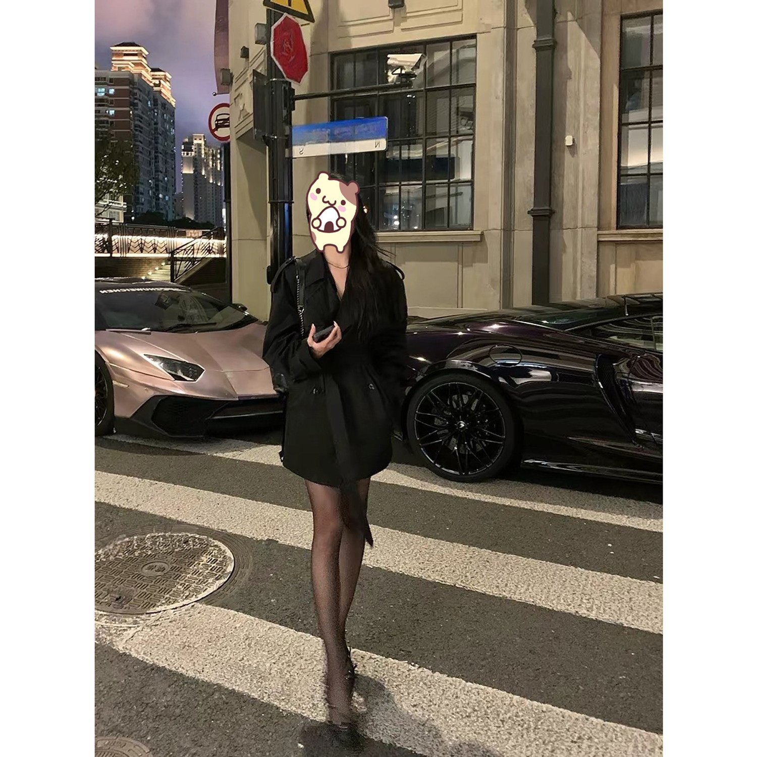 晨何曦 经典廓形翻领双排扣气质中长款风衣女春季高级感宽松外套