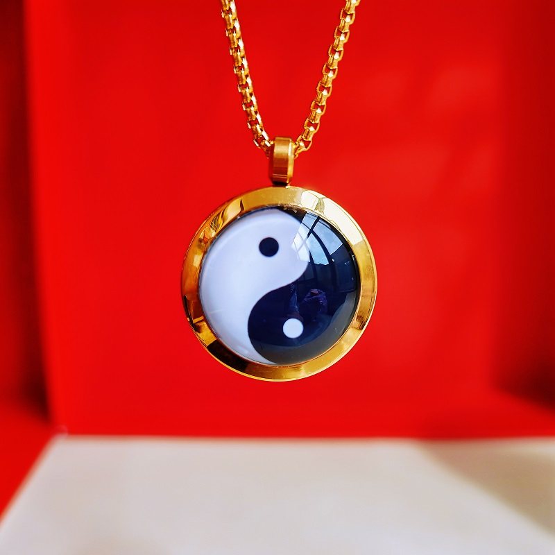 钛钢双面太极八卦吊坠阴阳鱼挂件中国风平安男女项链吉祥守护饰品