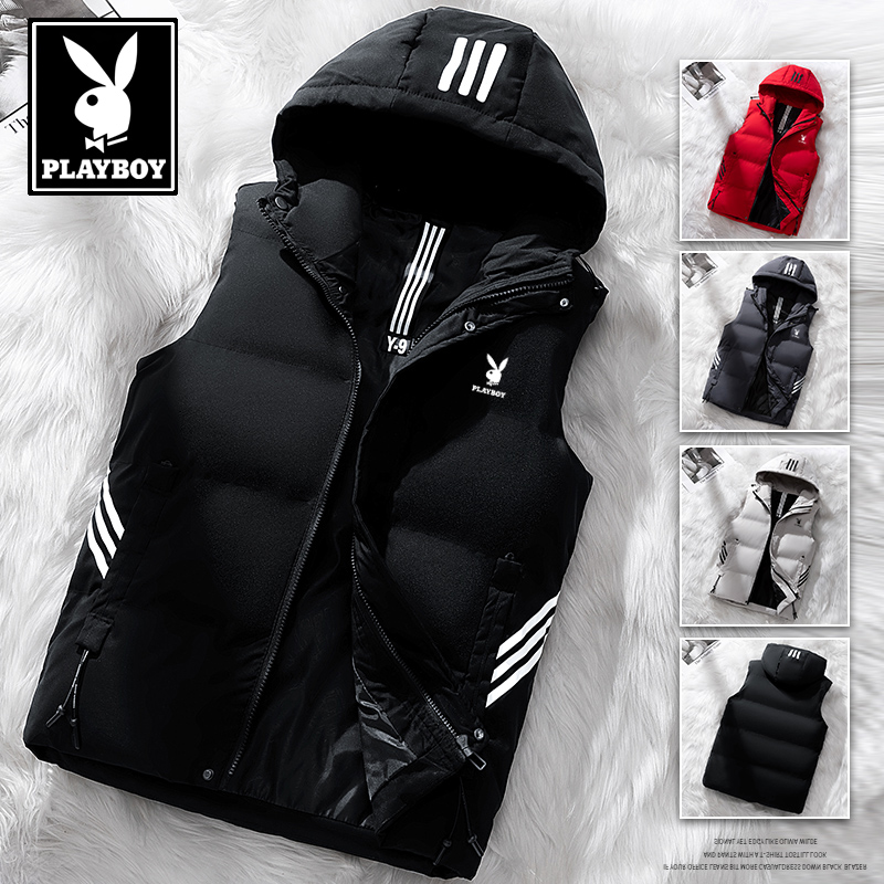 花花公子羽绒棉马甲男秋冬季新款