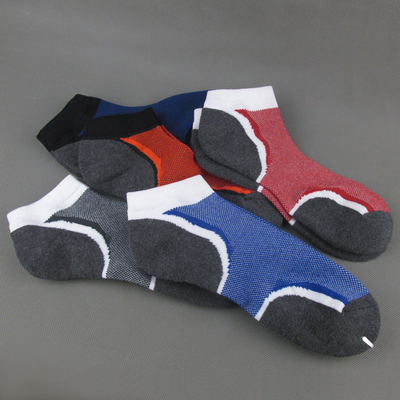 网面毛巾底大码彩色拼接男士船袜