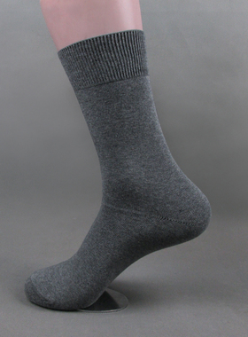 外贸男袜商务袜纯灰色中长筒纯棉袜子春秋冬男士简约正装皮鞋棉袜