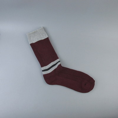 中高筒女袜拼色款纯棉袜子