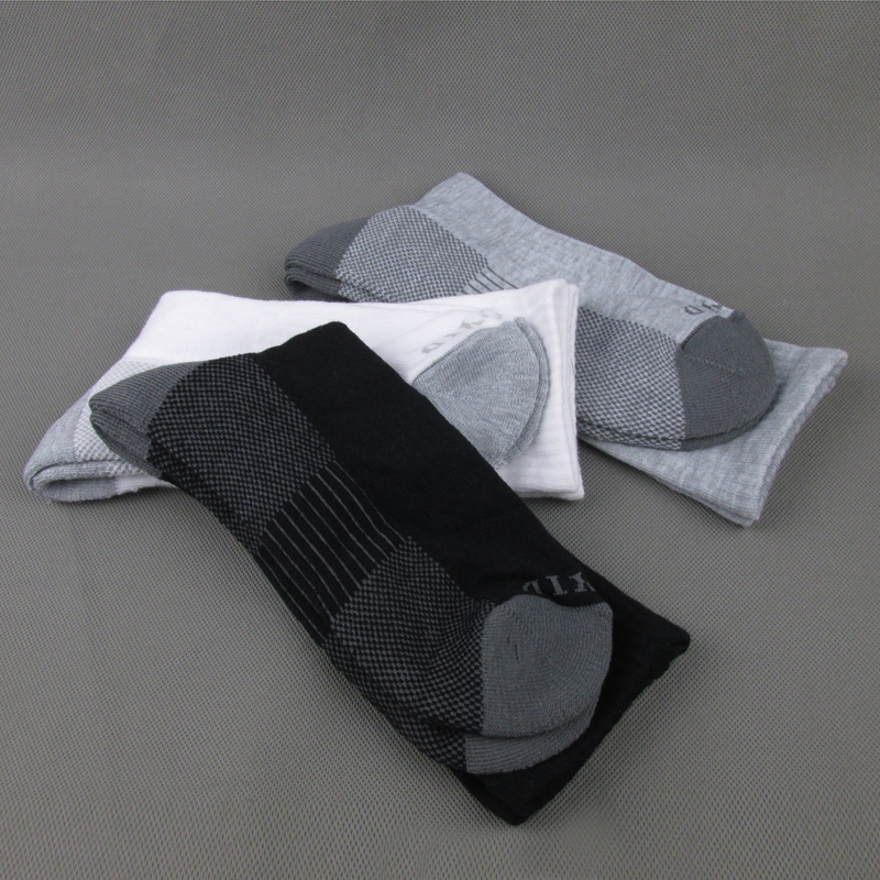 黑白灰毛巾底高橡筋男士户外长袜