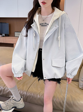 连帽风衣外套女春秋2026新款韩版13岁女孩中大童14少女学院风夹克
