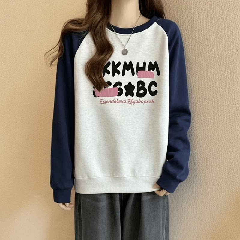 13岁女孩卫衣春秋女大童美式休闲初中生12岁宽松15岁少女长袖上衣