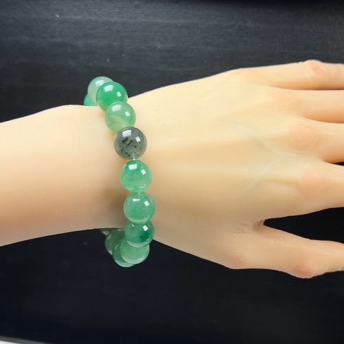 天然玉石精品珠宝冰飘翠绿色非洲翠玉佛珠珠13mm手串手链送礼