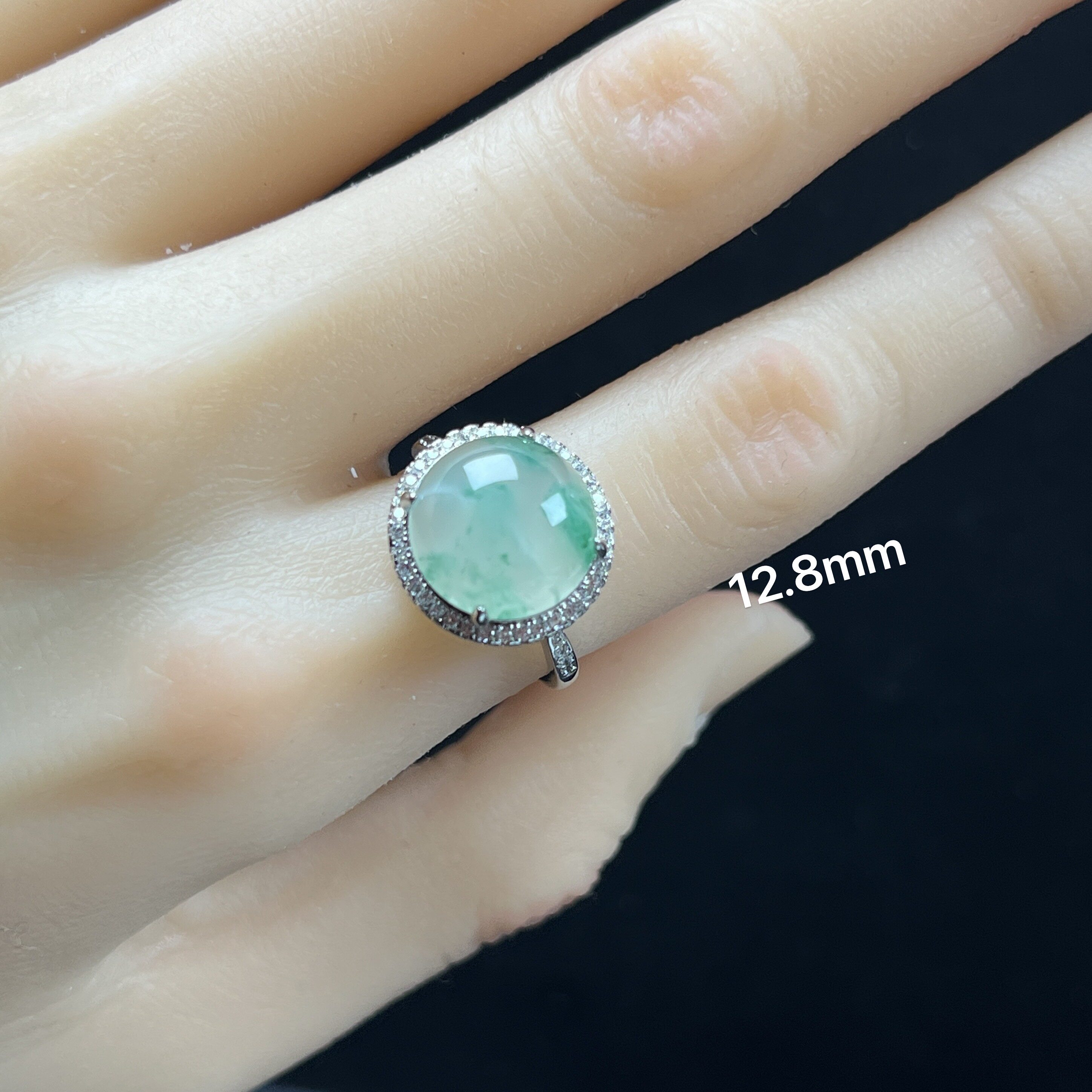 纯天然玉石正品精品珠宝高冰飘翠绿色非洲翠玉戒指饱满可调节送礼