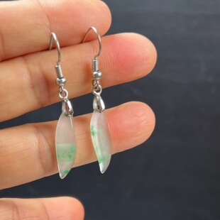 纯天然真玉耳环高冰飘翠绿色非洲翠玉玉石耳坠耳环独龙玉正品送礼