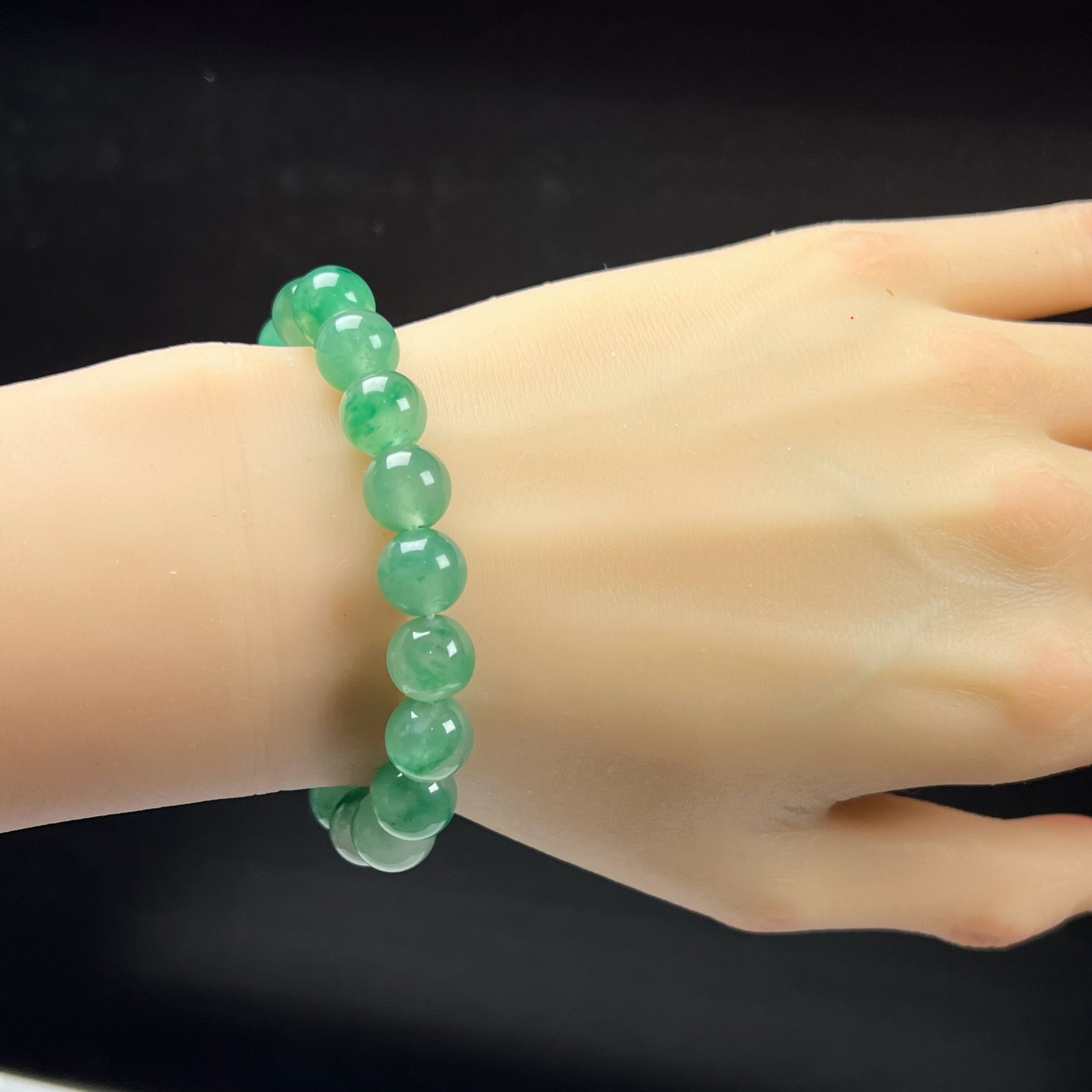 天然玉石精品高冰飘翠绿色非洲翠玉佛珠10mm玉石手串手链正品送礼