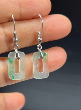 纯天然真玉耳环高冰飘非洲翠玉玉石耳坠玉石耳环正品送礼