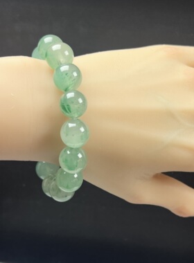 天然玉石精品高冰飘翠绿色非洲翠玉佛珠14mm玉石手串手链正品送礼
