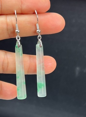 天然真玉耳环高冰飘翠绿色非洲翠玉玉石耳坠耳环独龙玉正品