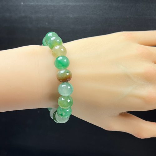 天然玉石精品珠宝冰飘翠绿色非洲翠玉苹果珠12mm手串多宝手链送礼