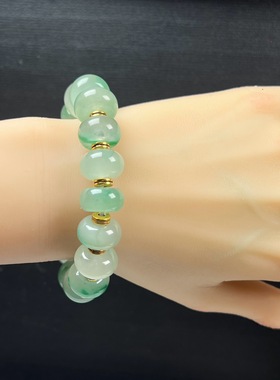 天然玉石精品珠宝冰飘翠绿色非洲翠玉算盘珠15mm手串多宝手链送礼