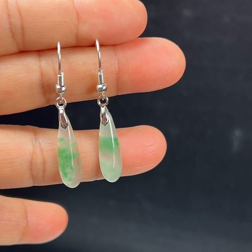 纯天然真玉耳环高冰飘翠绿色非洲翠玉玉石耳坠耳环独龙玉正品送礼