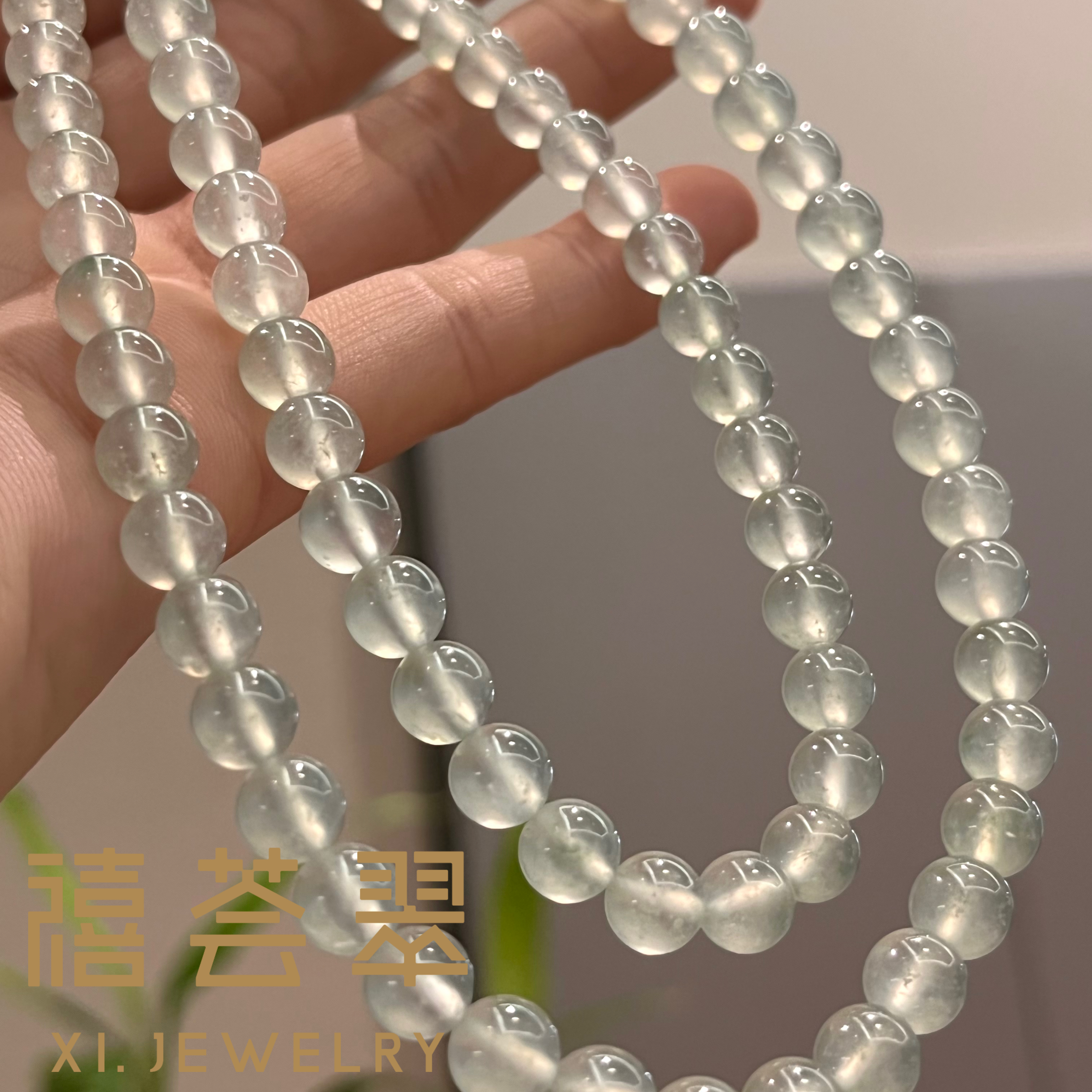 禧荟翠翡翠白冰项链男女同款天然缅甸A翡翠