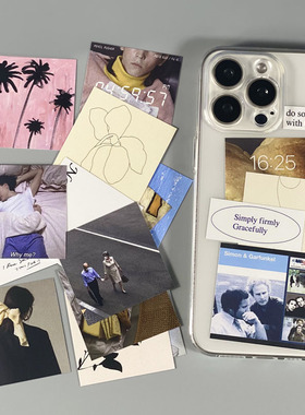 小众ins风简约小卡片可放夹手机后面的装饰卡片手机壳适用于15promax透明14软壳13华为小米oppovivo