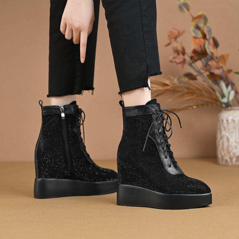 马丁靴加绒韩版拉链短靴防滑软底