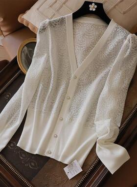 2022春夏新款女装欧洲站时尚烫钻针织百搭气质开衫KS22165