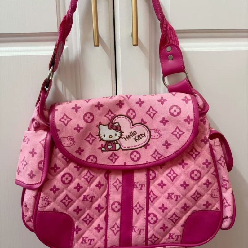 中古HelloKitty托特包可爱甜妹软皮单肩手提包女大容量邮差包