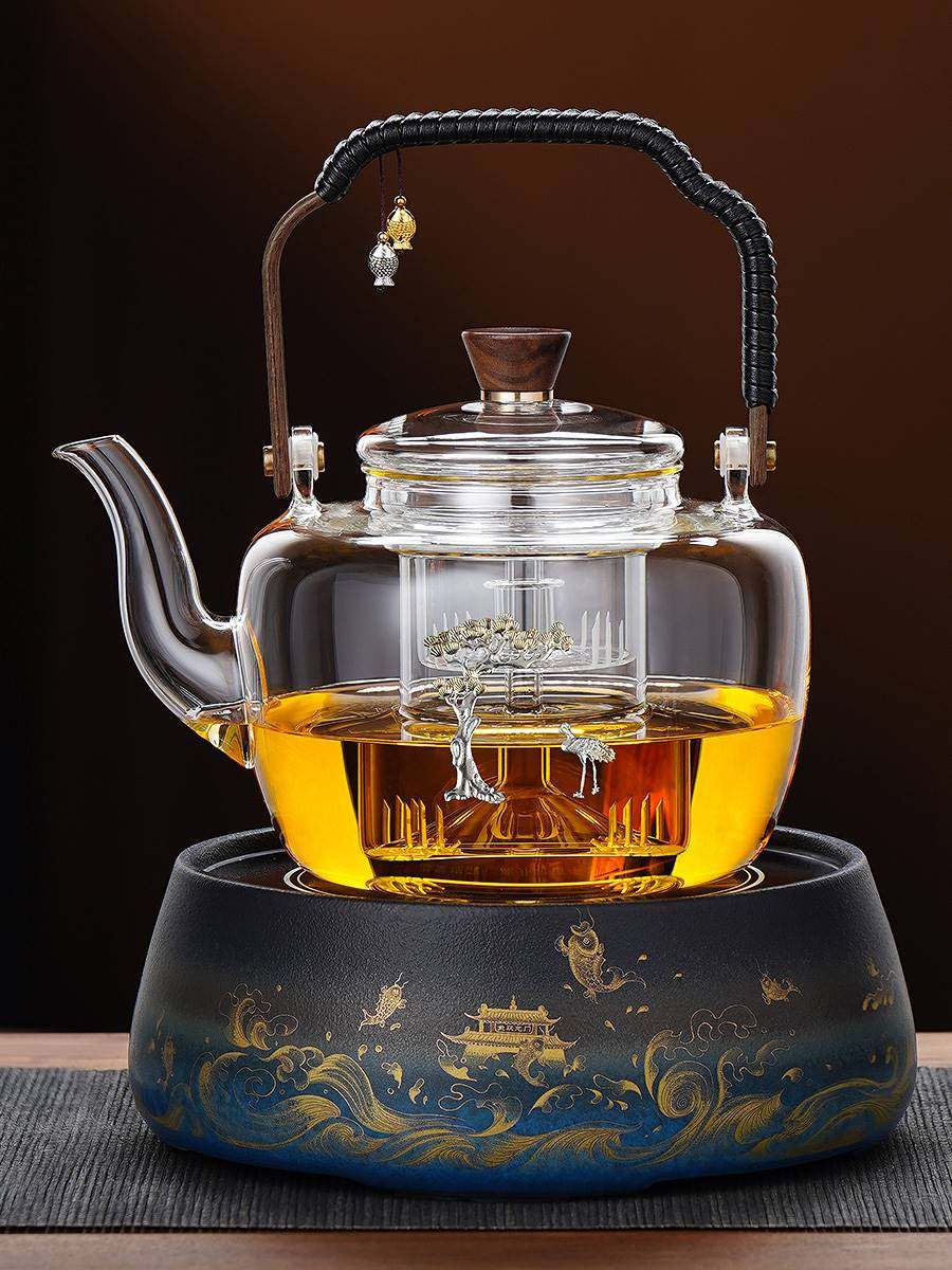 蒸汽煮茶壶玻璃大容量围炉煮茶器电陶炉套装家用烧水泡茶壶0202f