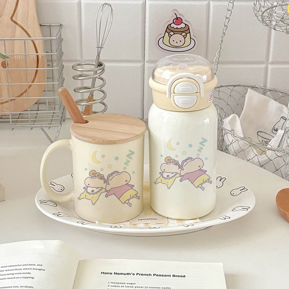 治愈感满格！304 不锈钢保温水杯晚安小新兄妹便携居家饮水杯