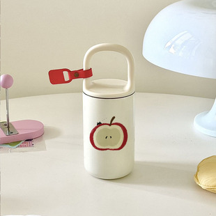 半个苹果316保温杯保温卡通直身高颜值不锈钢便携大容量水杯可爱
