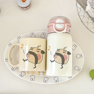 奶萌暴击！大叔吉 304 保温杯弹盖便携保温 6h 高颜值搞怪随手杯