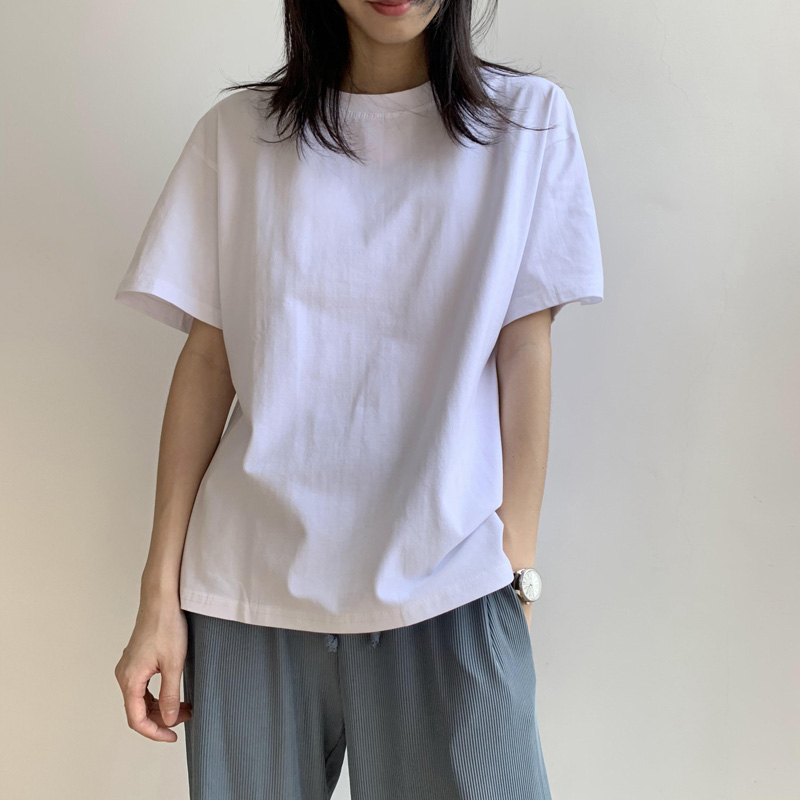 简约白色t恤女宽松学生韩版夏季棉质原宿风纯色内搭短袖体恤上衣-封面