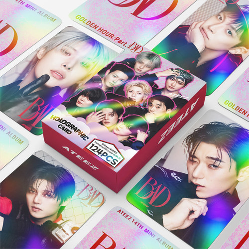 ATEEZ日单曲BAD镭射卡124张周边自印照片卡贴纸明信片闪卡崔伞
