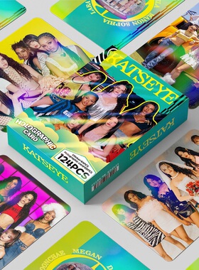 124张镭射卡KATSEYE明星收藏自印卡片小贴纸双面LOMO闪卡盒装小卡