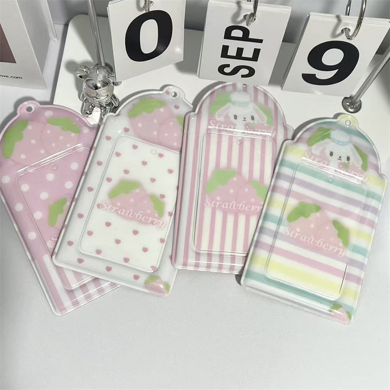 可爱甜点兔子3寸卡夹明星照片小卡收纳挂件钥匙圈卡套卡通收纳ins