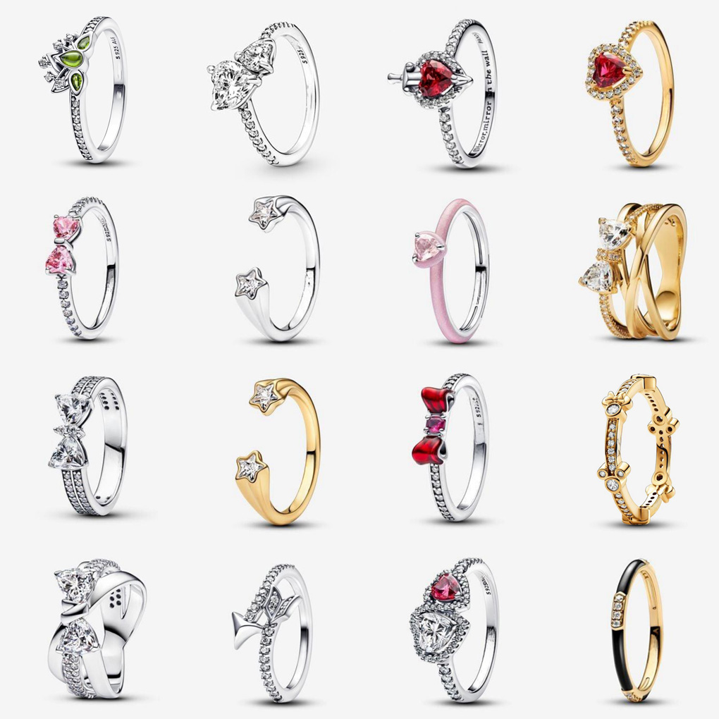 潘家同款超闪锆石爱心珍珠戒指女时尚通勤小众设计S925银皇冠指环