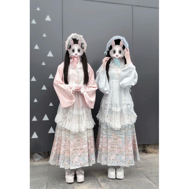 汉洋折衷汉服女明制琵琶袖交领上衣马面裙洛丽塔lolita裙甜美可爱