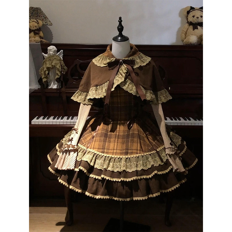 【焦糖布丁】甜美洛丽塔甜美斗篷连衣裙内搭三件套lolita裙洋装