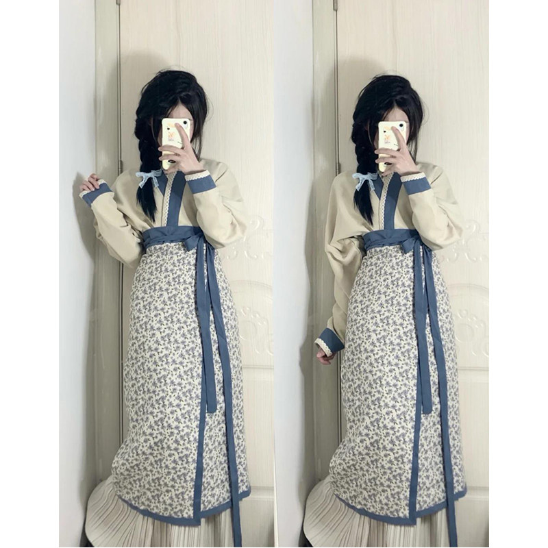 汉服女超仙田园风写真摄影服装可爱种田文女主村姑平民农家女旋裙