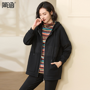 加绒卫衣连帽外套女简涵大码女装2023秋冬新款洋气减龄休闲外套