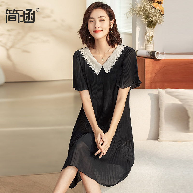 简涵大码女装新款夏装连衣裙高端轻奢遮肚减龄显瘦贵夫人胖mm夏季