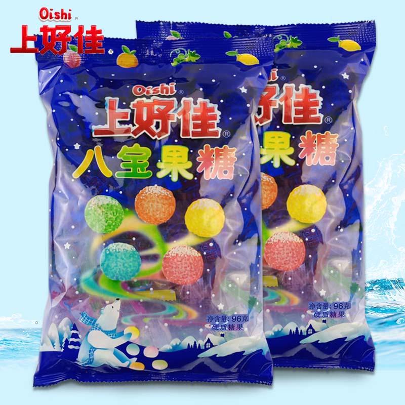 上好佳八宝果糖96g*2袋多口味水果糖什锦硬糖薄荷糖喜糖汽水糖果