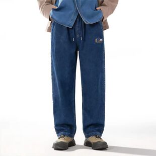 李宁正品 男子水洗牛仔长裤 复古运运动生活系列牛仔裤 AKXW151 新款