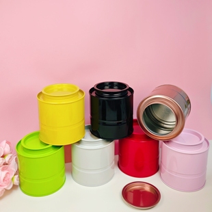 叠叠罐马口铁圆筒茶叶罐密封花茶咖啡豆糖果罐纯色金属礼品包装盒