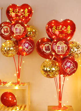 乔迁之喜装饰发光气球桌飘新居入进宅布置摆件新居客厅电视墙场景