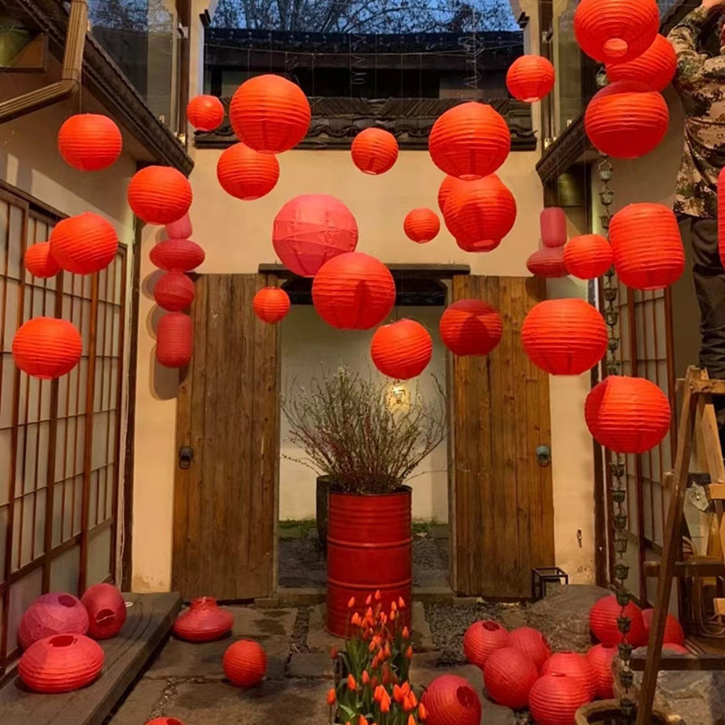 2026元旦新年装饰灯笼挂饰红色福字国风春节店铺户外过年氛围布置