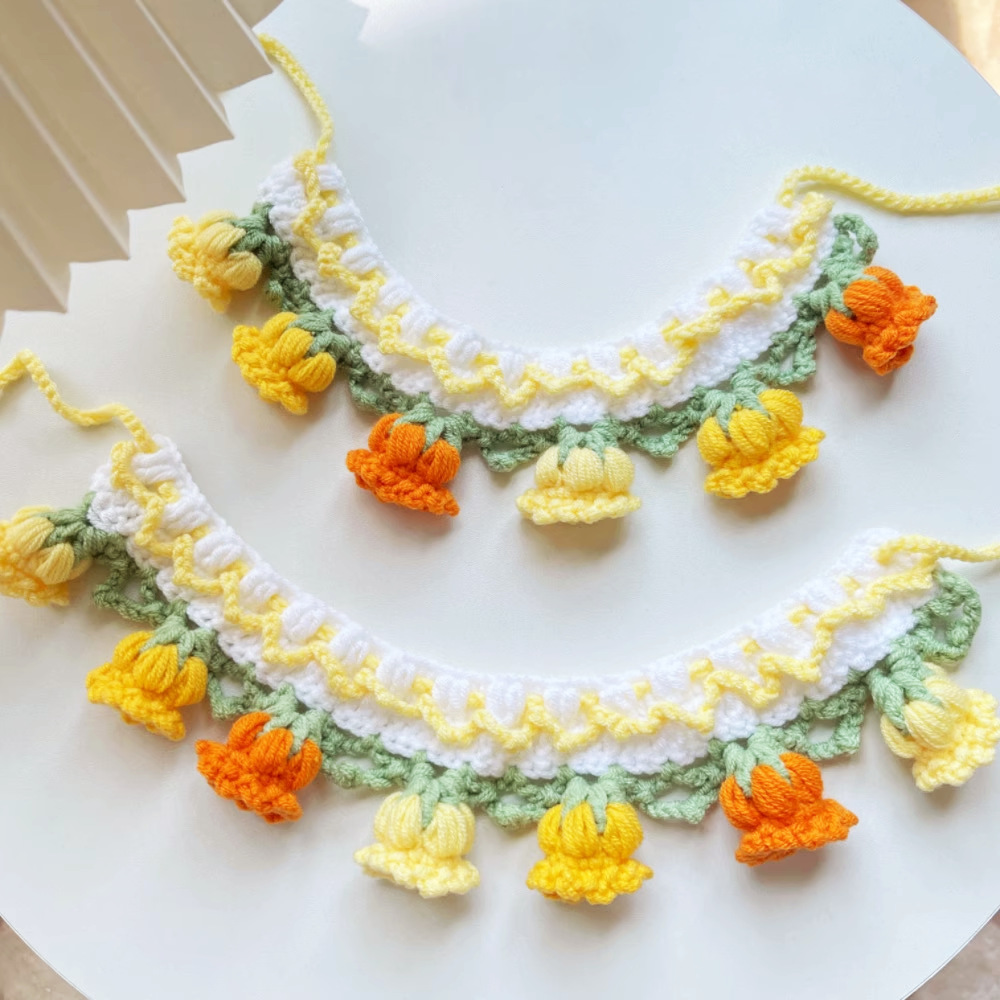 猫咪狗狗ins风针织围脖围领宠物口水巾围兜兰铃花可爱拍照饰品