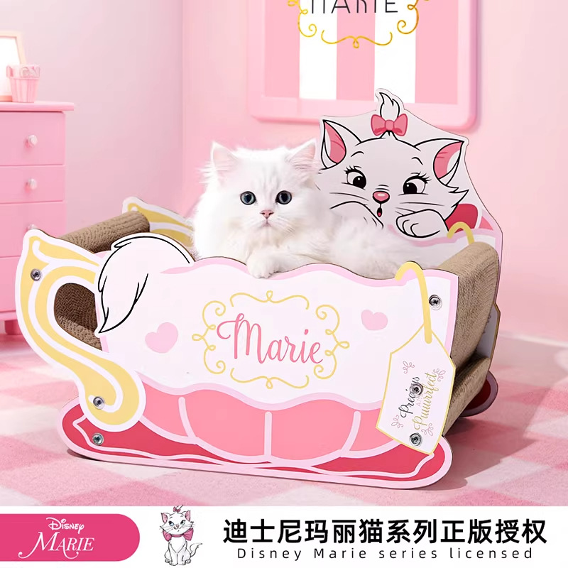 迪士尼玛丽猫猫抓板不掉屑自嗨磨爪耐磨瓦楞纸抓板猫窝一体猫用品