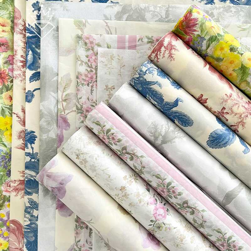 复古油画风碎花雪梨纸幼儿园环创手工diy墙面装饰折纸鲜花包装纸图片
