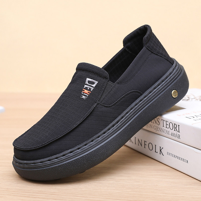 老北京布鞋男鞋春秋新款一脚蹬懒人鞋简约厚底休闲爸爸鞋透气单鞋