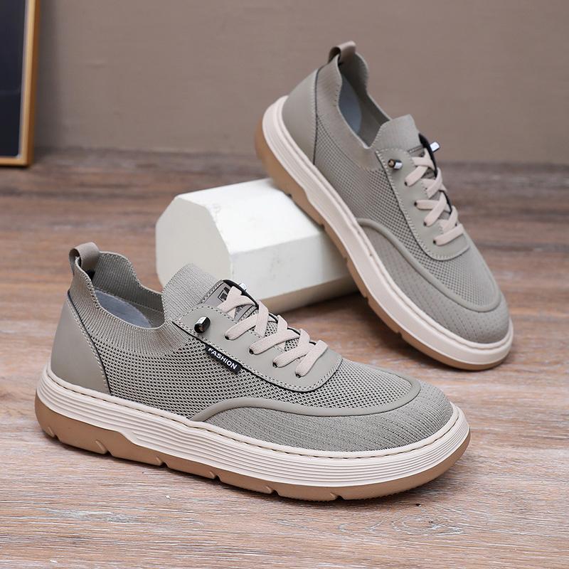 老北京布鞋男单鞋春秋新款透气飞织中年爸爸鞋舒适防滑轻便健步鞋